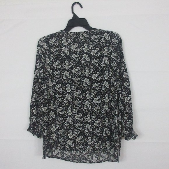 Rachael Zoe Blouse Medium V-Neck Floral Long Sleeve Ruffle Cuff Top M - Picture 5 of 7